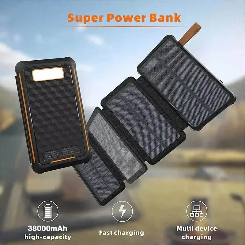 Frendorf | PowerPack Solar | Faltbare Powerbank mit Solarpanel | USB-Ausgang | Wasserdicht & Outdoor geeignet