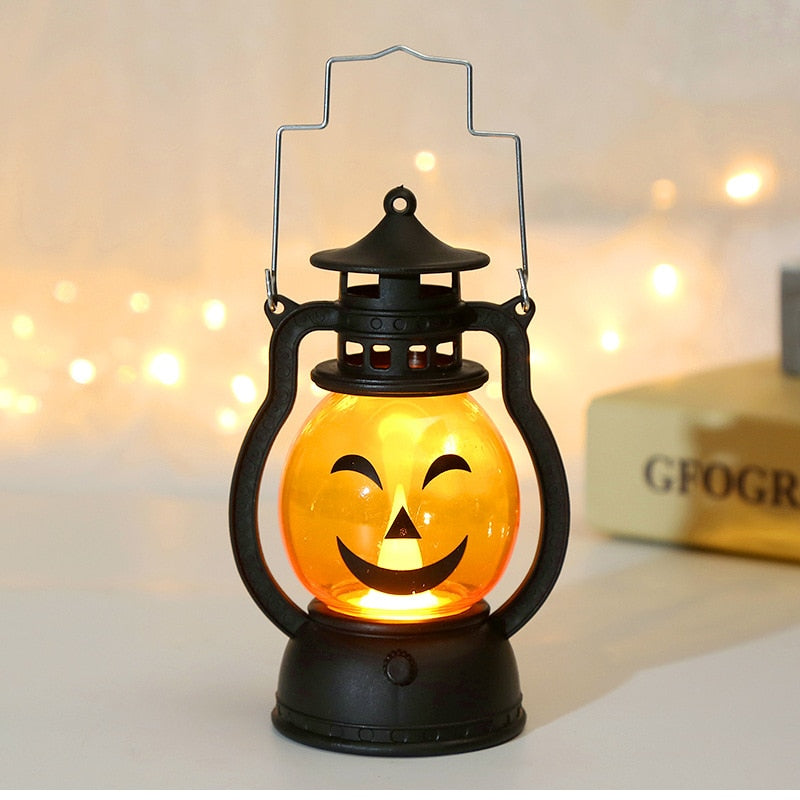 Halloween LED hängende Kürbislaterne Licht Gespenst Lampe Kerzenlicht Retro kleine Öllampe Halloween Party Heimdekoration Horror Requisiten