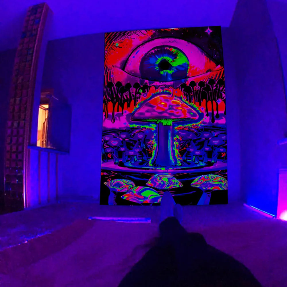 Psychedelischer Pilz Glow Wandteppich