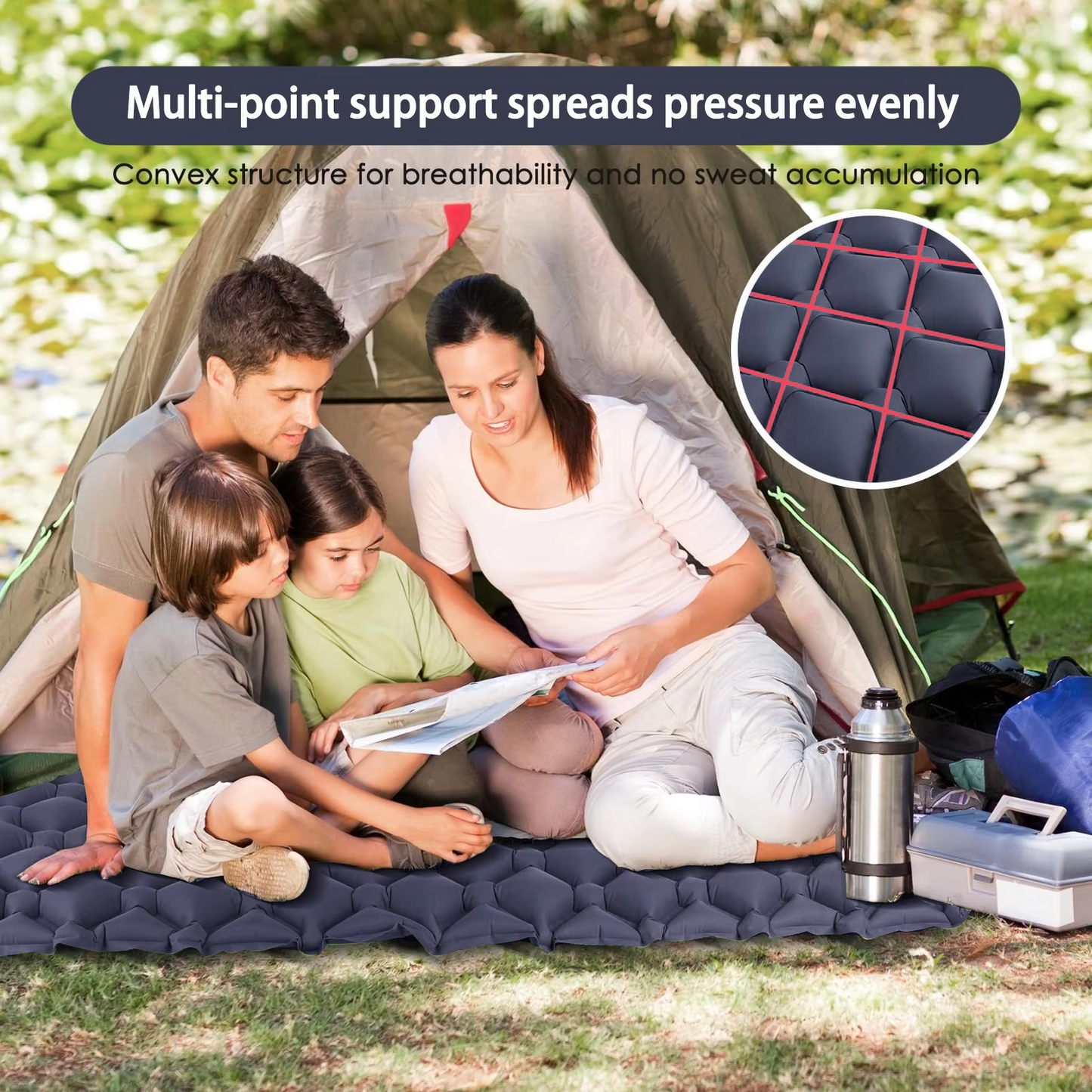 Frendorf | Ultra-Comfort Luftmatratze für Camping mit integriertem Kopfkissen und Pumpe