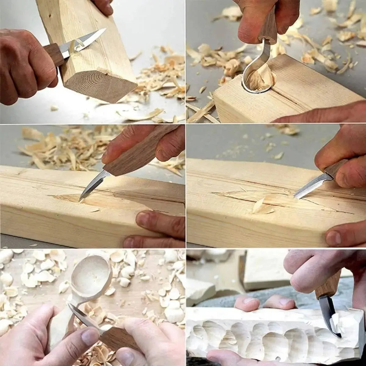 8-teiliges Holzschnitzset: Hand-Schnitzmesser-Set mit Nadelfeile - Holz-Löffelschnitzset für Anfänger Whittling