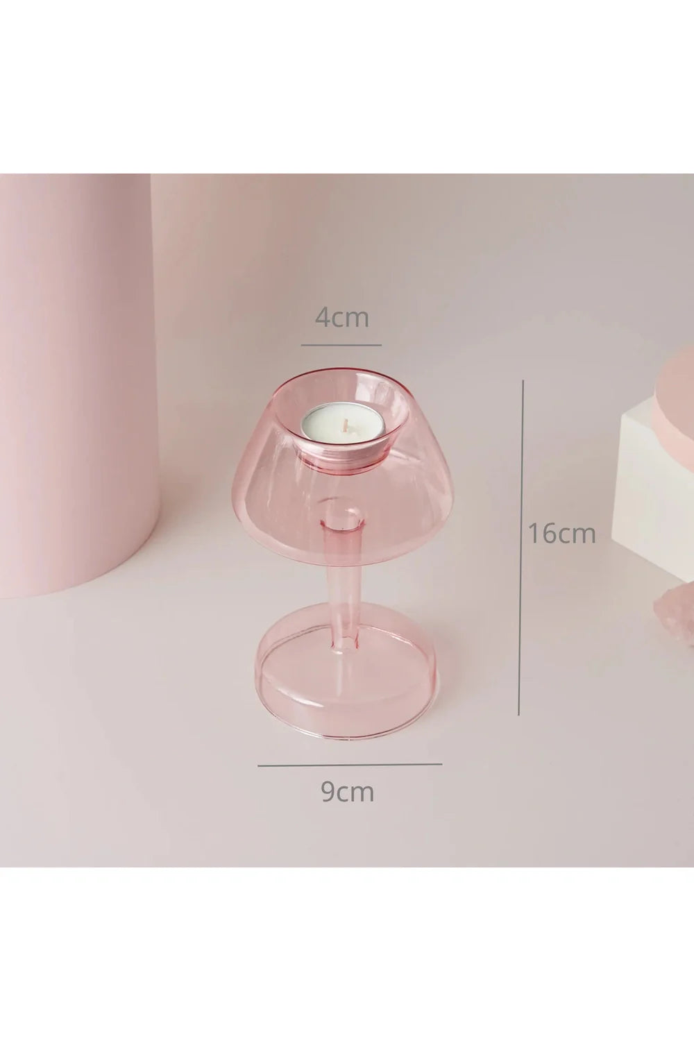 Pink Glass Taper Kerzenhalter