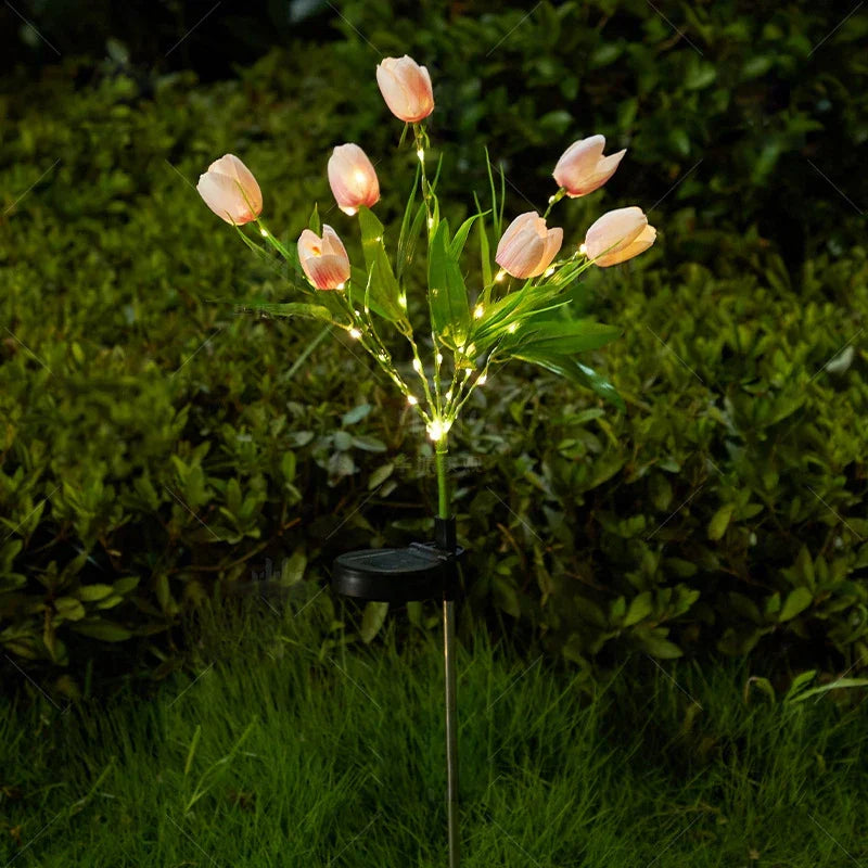 Frendorf | GlowPetal Solartulpe | Dekoleuchte für Garten & Balkon | LED-Licht & Wetterfest | Tulpenform mit Solarpanel