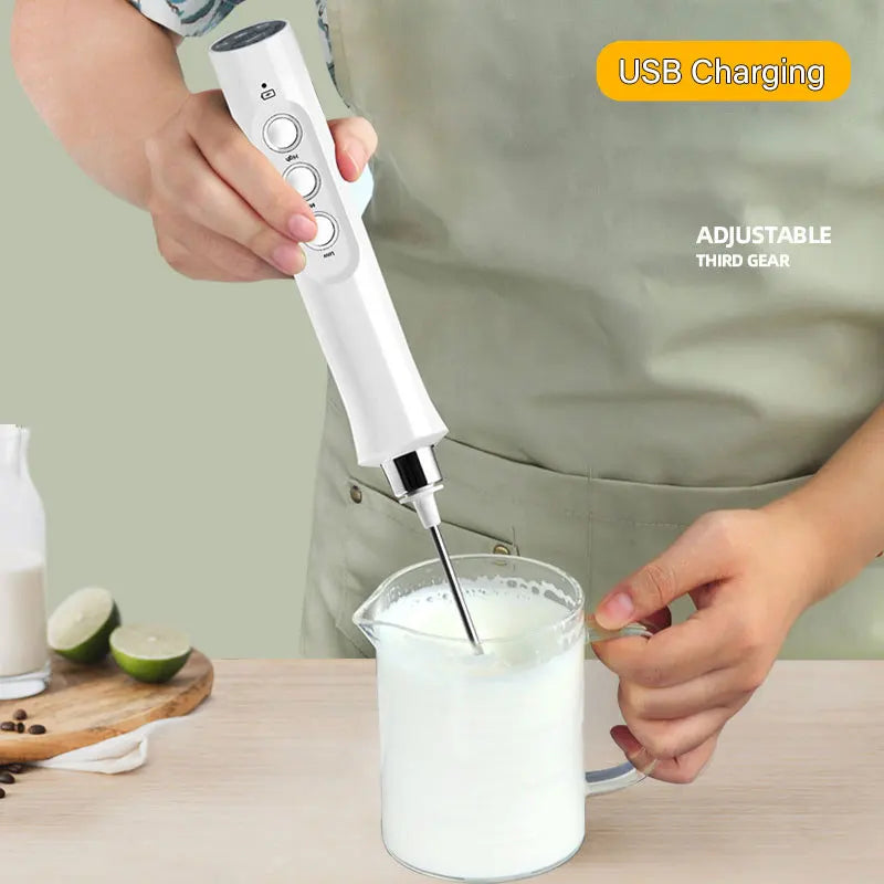3 In 1 Elektrischer Milchaufschäumer Wiederaufladbarer Milchschaumhersteller Handheld Aufschäumer Hohe Geschwindigkeiten Milchaufschäumer Getränkemischer Kaffee