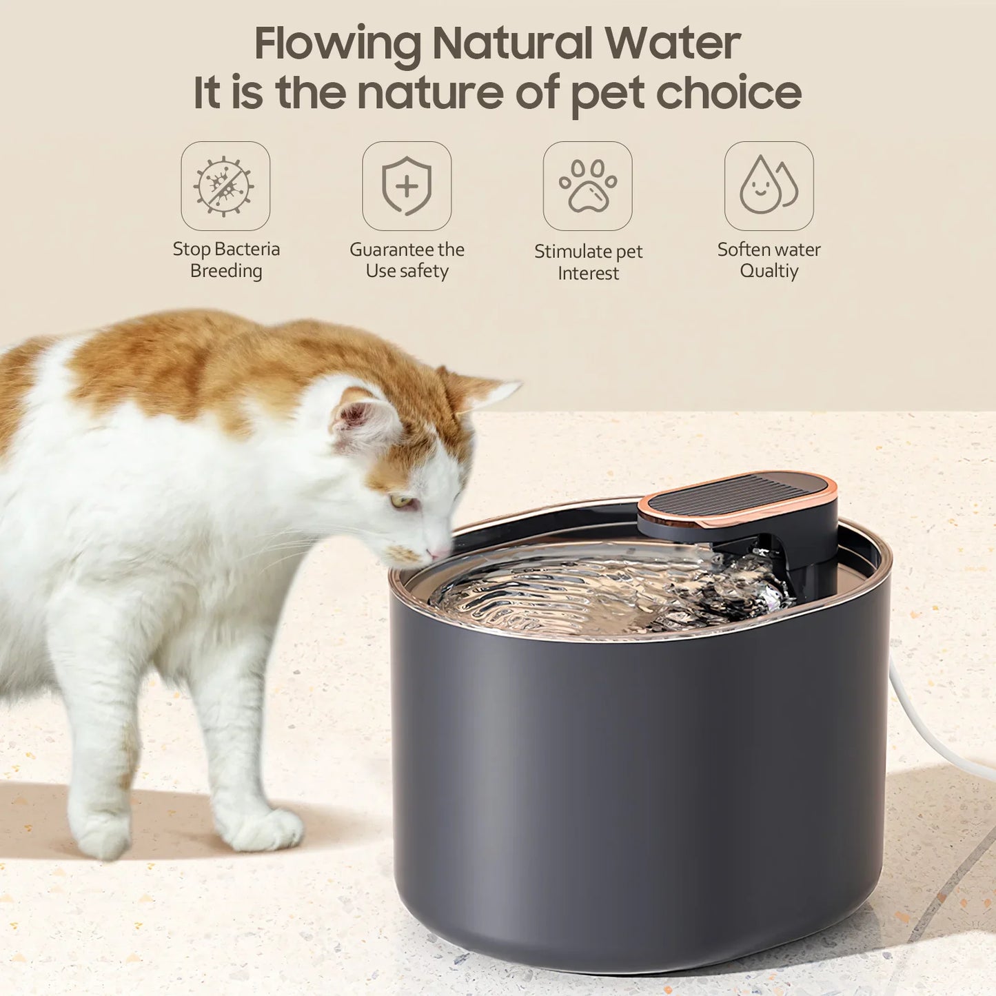 Automatischer Elektrischer Wassertrinker für Haustiere – Hund & Katze Trinkbrunnen mit Filter, Dunkelblau