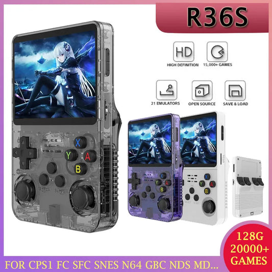 Frendorf | R36S Handheld Retro-Spielkonsole Linux-System Bildschirm Tragbarer Taschen-Video-Player 128GB