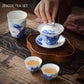 Frendorf | PorceVive Gaiwan Teetasse | Handgefertigtes Porzellan mit Landschaftsmuster | Chinesisches Teeset mit Deckel