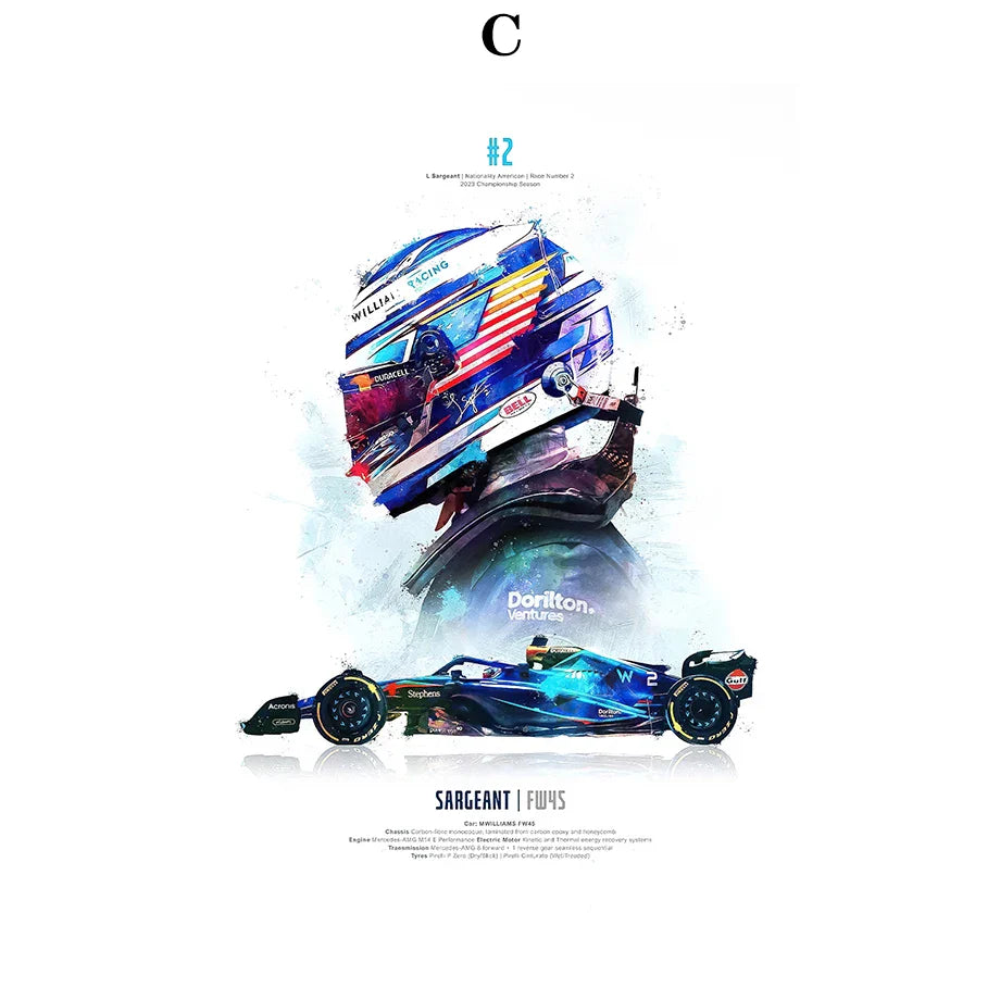 2023 Saison FI Formel 1 Rennhelm Bewegung Pop Aquarell Wandkunst Leinwandmalerei Nordic Poster Wohnzimmer Dekoration