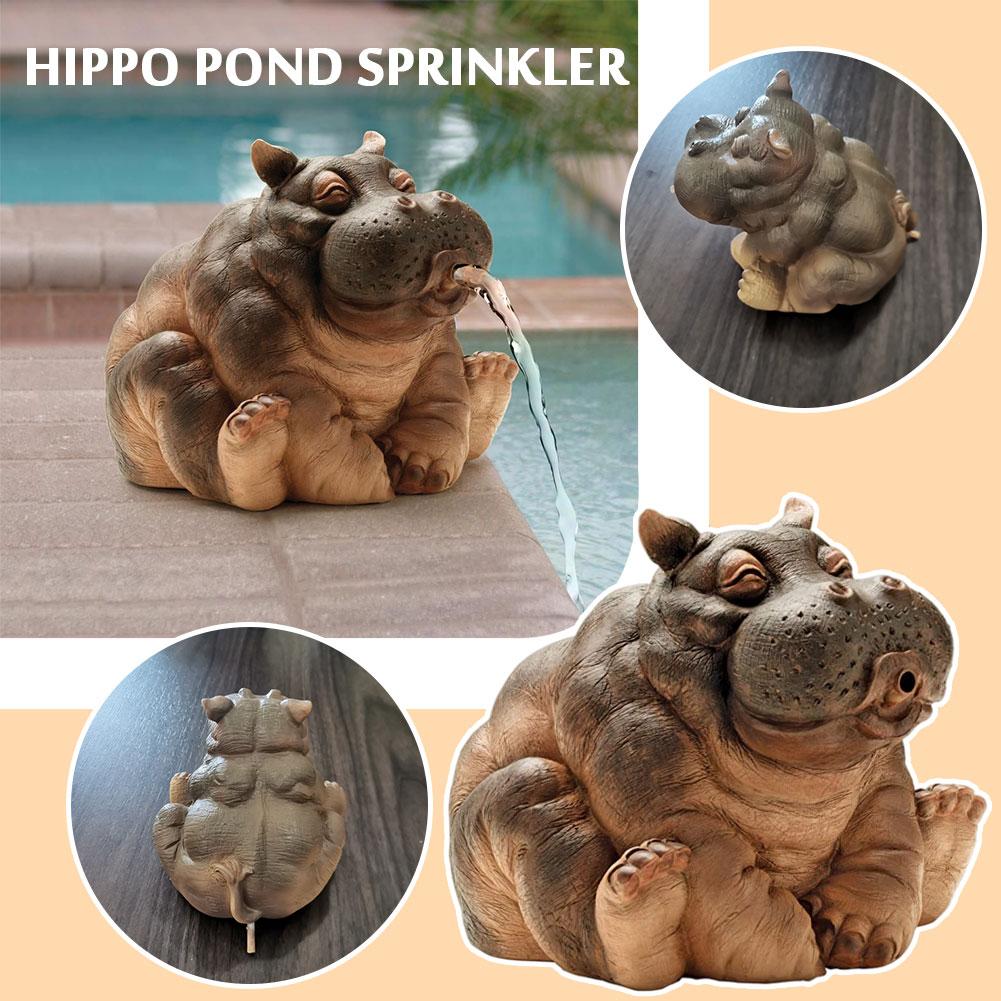 Verspielter Flusspferd-Garten-Sprinkler-Statue