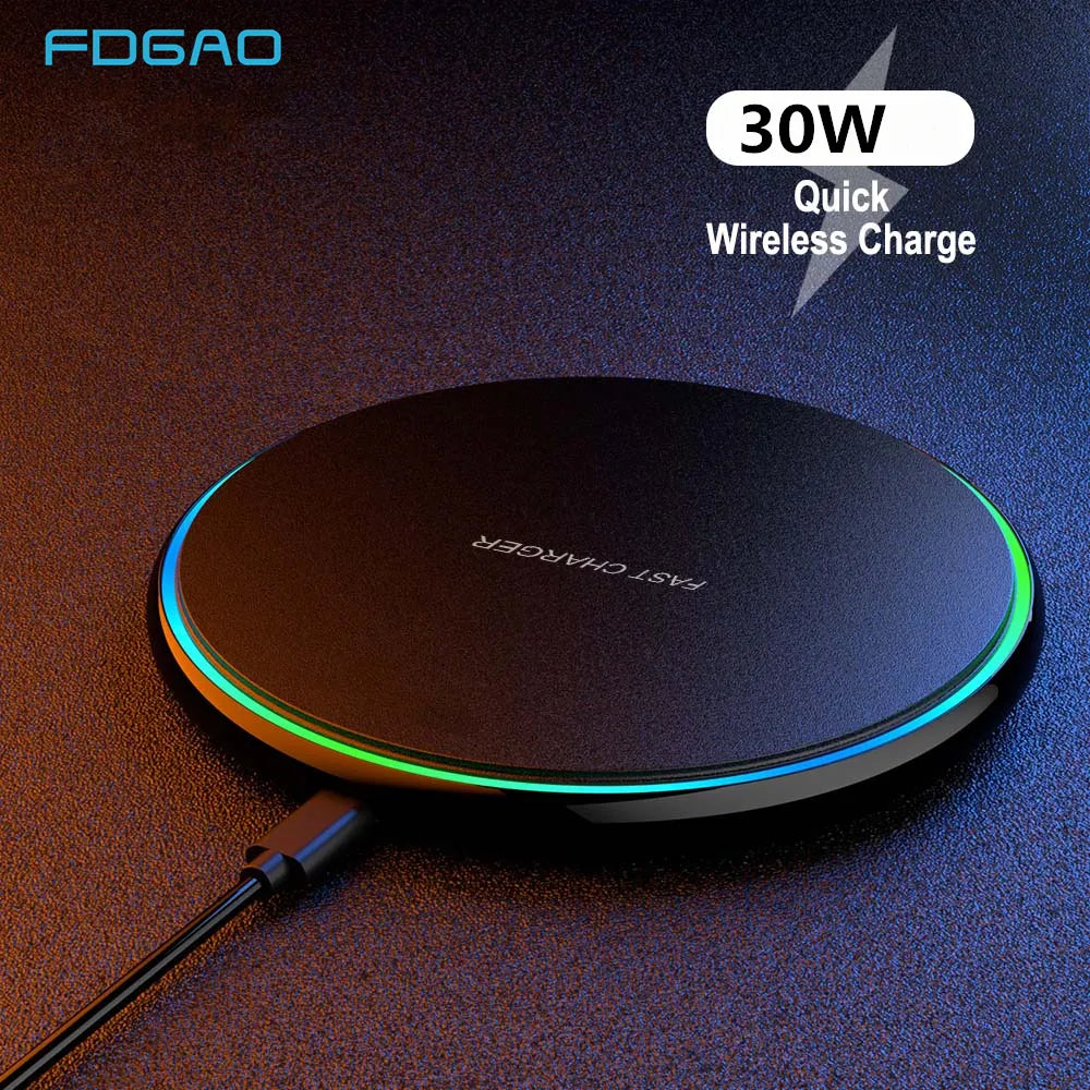 Frendorf | 30W Schnelles kabelloses Ladepad | Premium USB C Ladekabel MagSafe Ladegerät für Apple iPhone, Samsung & Android - Fast Wireless Charging Pad