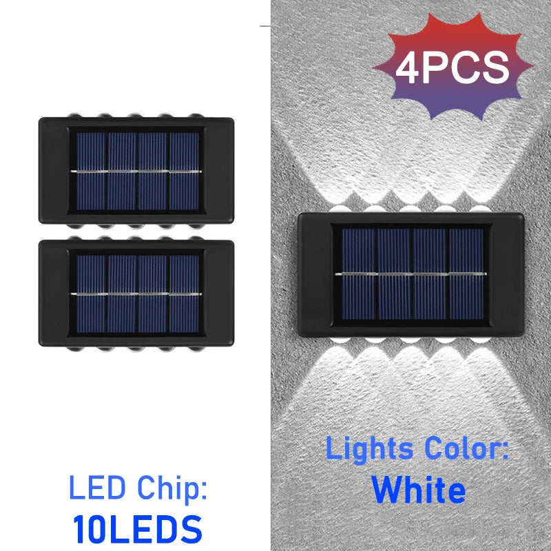 Frendorf | 10 LED Solar Wandleuchte – IP65 wasserdichte Außen-Sicherheitswandleuchte für Garten, Hof, Zaun, Veranda und Terrasse (Warmweißes Licht, Automatischer Sensor, Energiesparend)