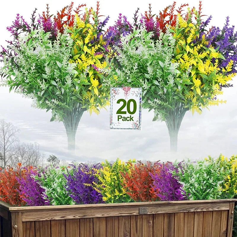 Frendorf | 20 Bündel UV-beständige Outdoor-Kunstblumen – Künstliche Plastikblumen für Zuhause, Garten und Hochzeitsdekoration