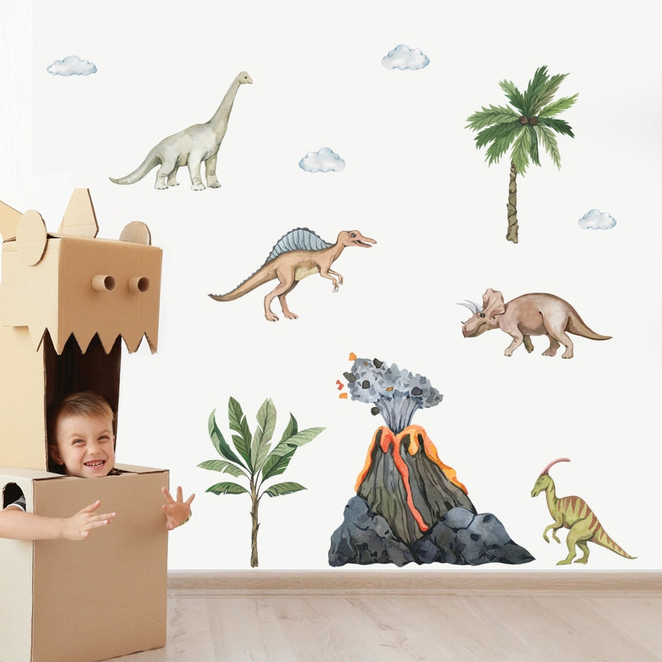 Frendorf | Cartoon Wandtattoos Dinosaurier Vulkaneruption