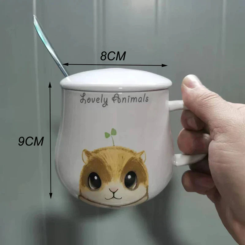 Frendorf | CupBuddy Niedliche Cartoon-Keramiktasse | Kaffeetasse & Milchteebecher | Frühstückstasse als Geschenkidee & Trinkgeschirr