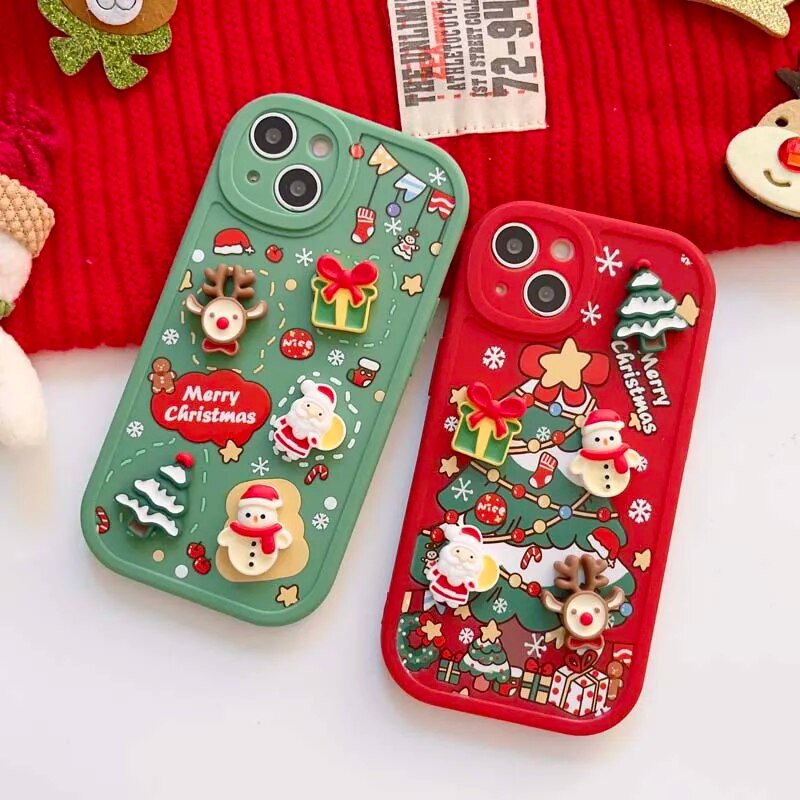 Frohe Weihnachten Elch Schneemann Santa Cartoon iPhone Hülle