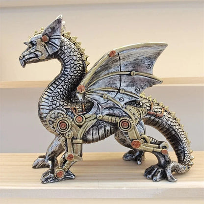 Frendorf | GearMorph Steampunk Tierfigur aus Harz | Industriestil Tischdeko | Mechanischer Drache, Elefant & Schnecke | Kunstvolle Deko für Zuhause