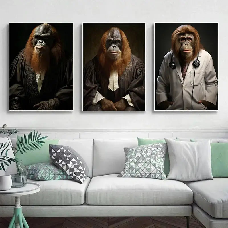 1Stk Wandkunst Leinwand Malerei Tier Zuhause Dekor Wohnzimmer Innendekoration Arzt Poster Schlafzimmer Anwalt Orang-Utan Dekoration