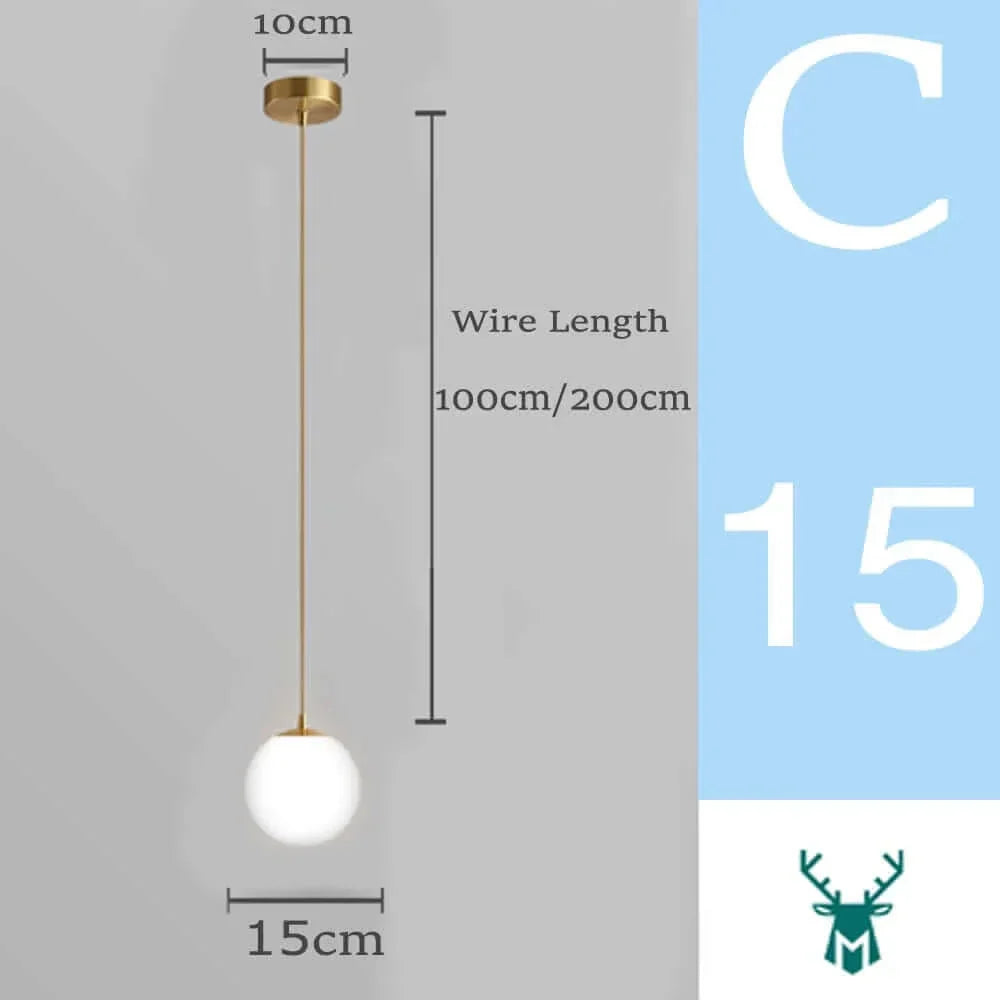 Mid-Century Modern Glas Ball Pendelleuchte