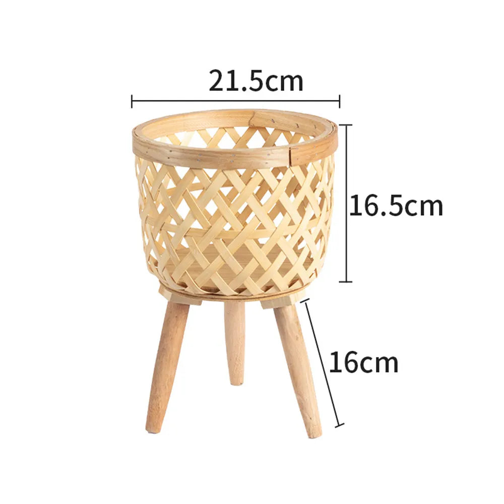 Handgefertigter Bambusgewebter Blumentopf mit Ständer Pflanze Blumenanzeige Aufbewahrungsständer DIY Aufbewahrung Kinderplantöpfe Wohnkultur