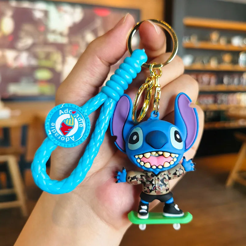 Anime Disney Schlüsselanhänger - Süßer Mickey Mouse, Minnie, Lilo und Stitch Cartoon Schlüsselring, Ornament und Autoanhänger, Perfekte Geschenke für Kinder