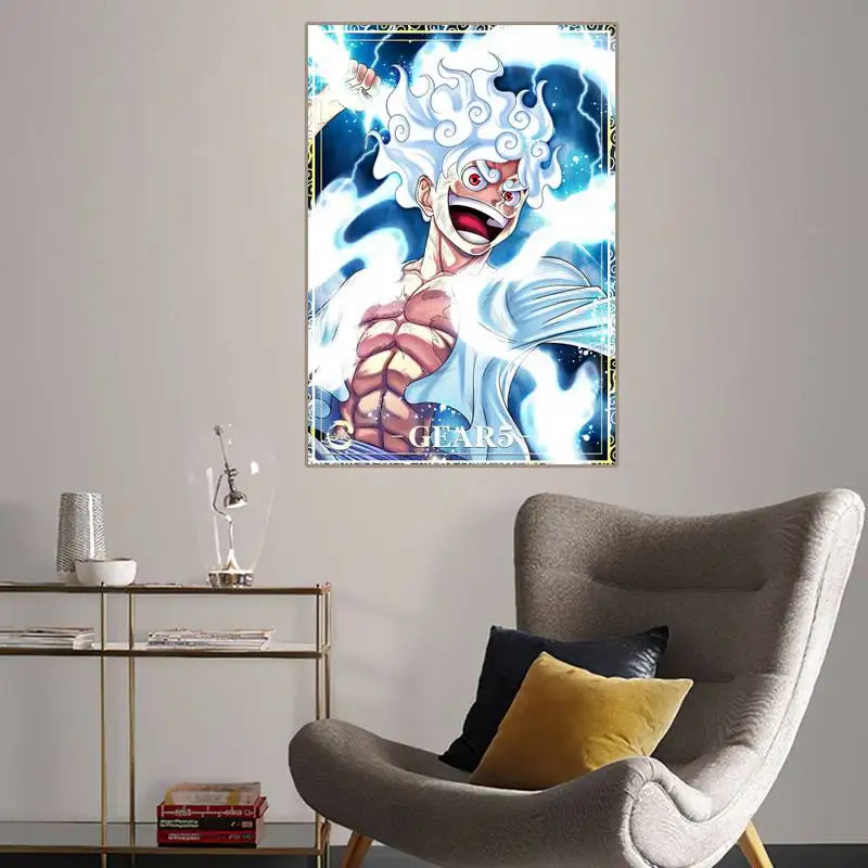 One Anime P-Piece Luffy Gear 5 POSTER Gift Home Decor Picture for Living Room Bedroom Small
