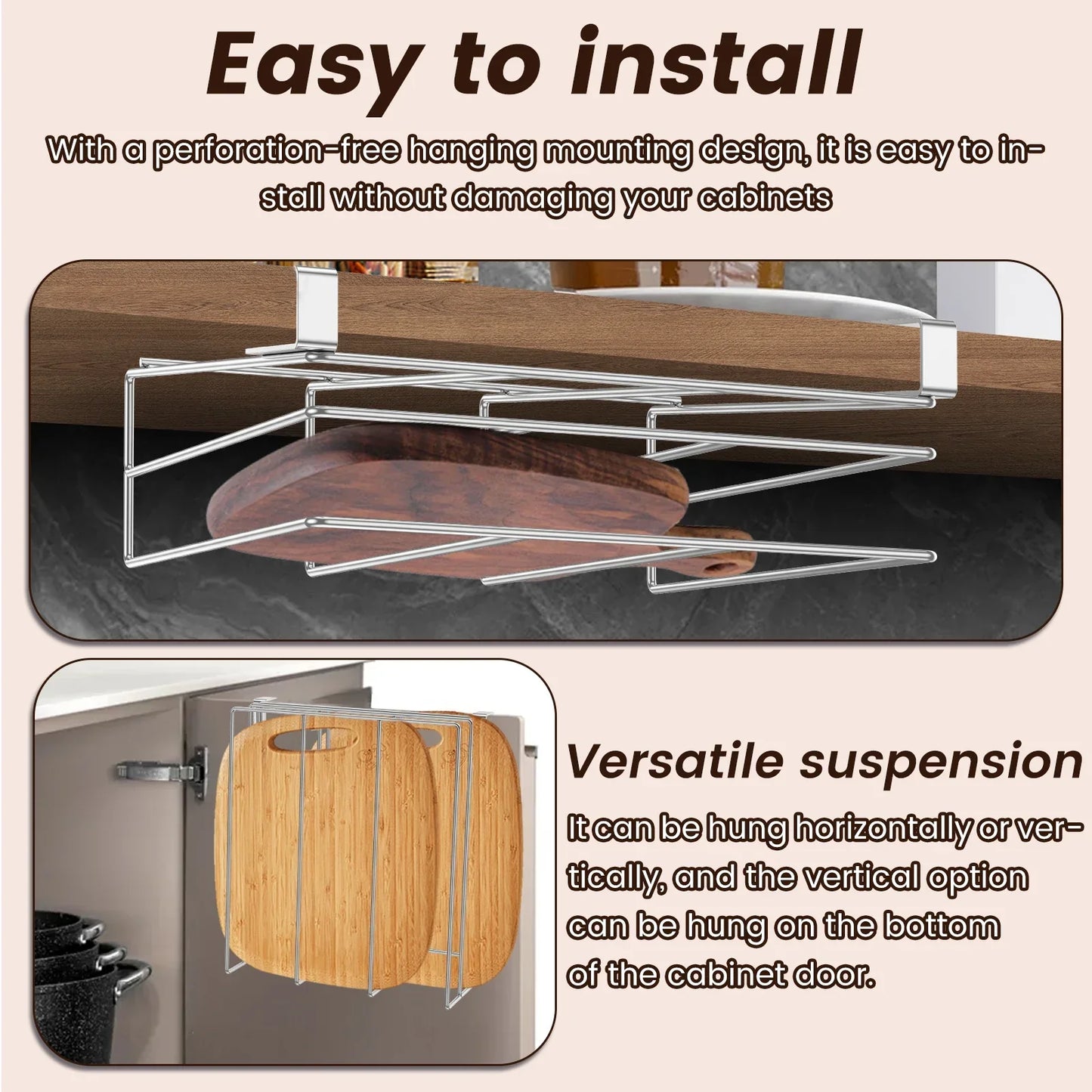 Frendorf | BoardEase Max | Unterbau Schneidebretthalter | Rostfrei & Platzsparend | Ohne Bohren