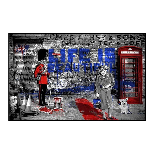 Modern Pop Wall Art Street Graffiti Bus Car Charles Chaplin HD Canvas Nordic Poster Print Home Bedroom Living Room Decoration