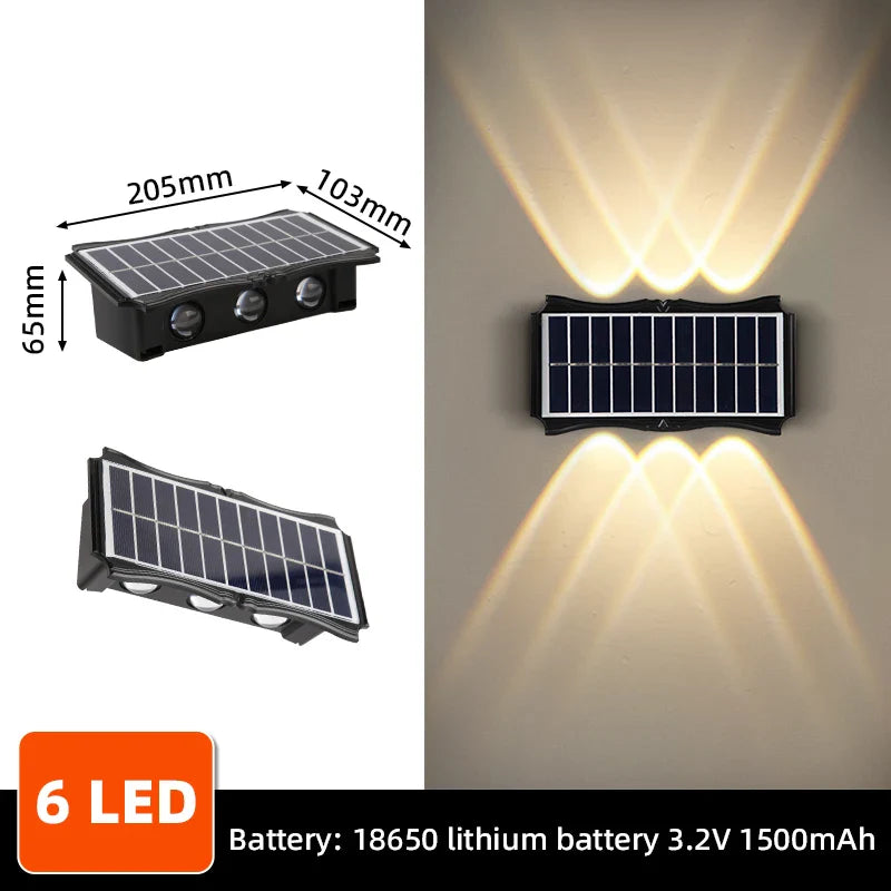 Frendorf | Solar LED Wandleuchte – Wasserdichte Außenlampe für Garten-, Balkon- & Hofdekoration