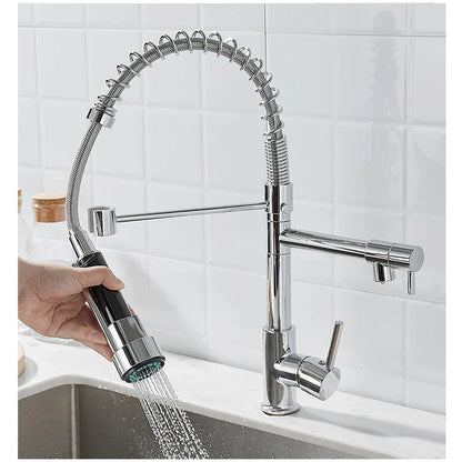 Frendorf | FlowSelect Wasserhahn mit Doppel-Auslauf | Modernes Design | Multifunktionaler Küchenarmatur | Hochwertige Materialien