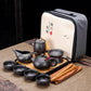 9-teiliges Set Teawere Retro Designer Cool Lila Sand Keramikk Teekannen Set Reise Kong Fu Teeset Porzellan Lila Sand Topf Teesieb