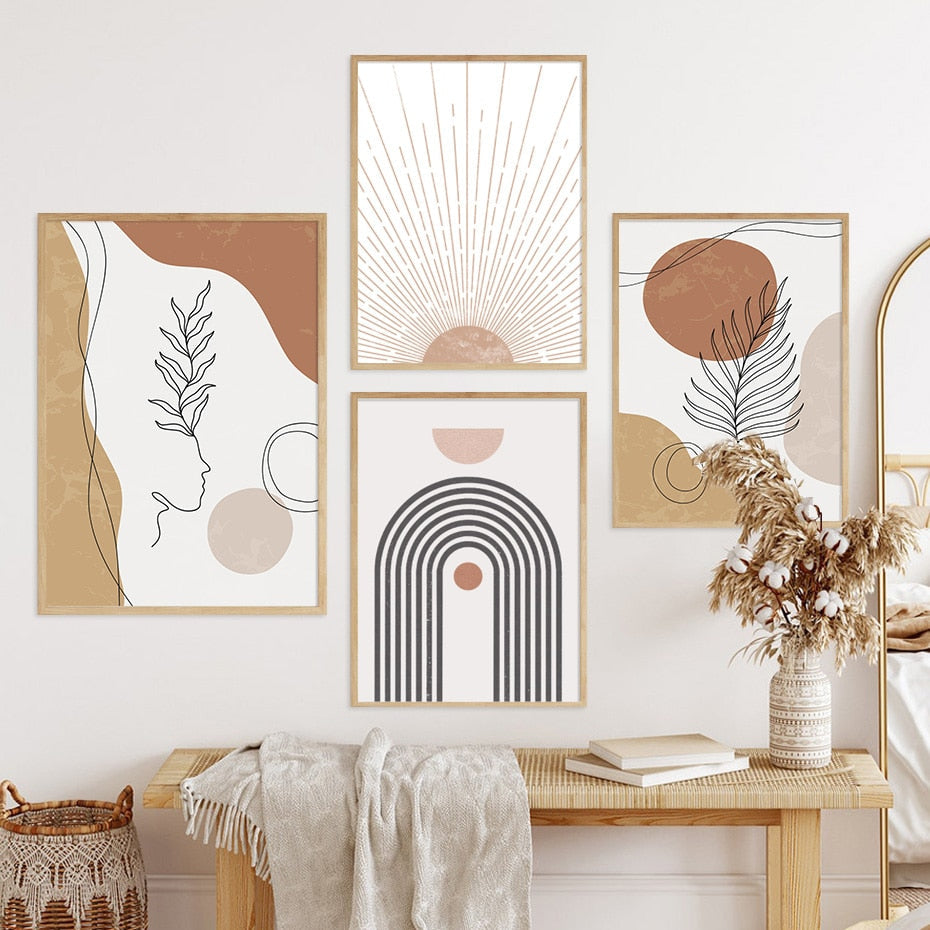 Abstrakte Beige Wandkunst Leinwanddrucke