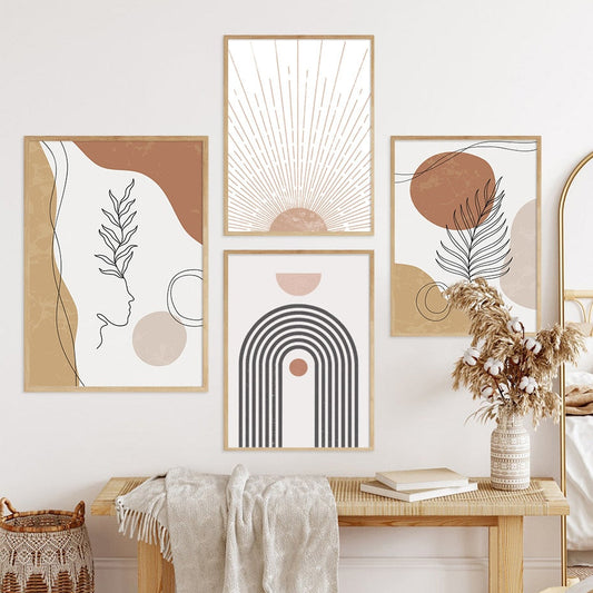 Abstrakte Beige Wandkunst Leinwanddrucke