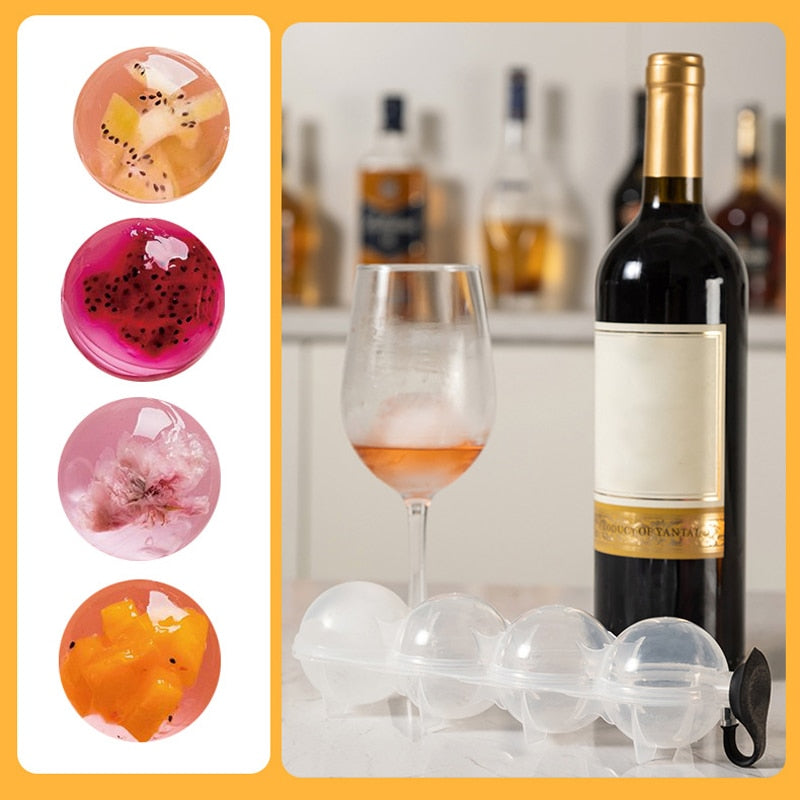 Runder Eishockeyform - 4-Loch-Eiswürfelbereiter für Whisky, Cocktails und mehr - Perfekt für Bar, Party, Küche und Eiscremeherstellung