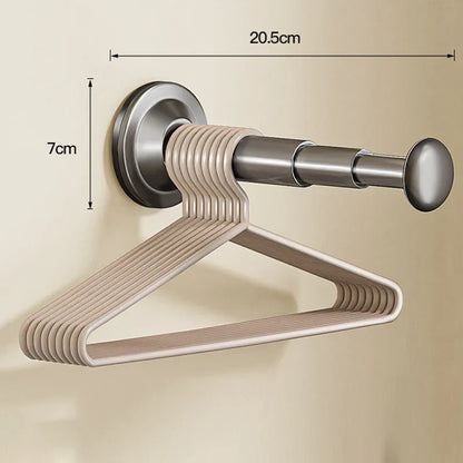 Frendorf | Hangovio | Teleskop-Kleiderbügelhalter mit Saugnapf | Ohne Bohren montierbar | Für Bad, Garderobe & Balkon