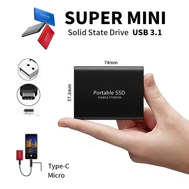 Frendorf | TECHNOLOGIE | Superschnelle externe SSD 2TB | Mini-SSD | Hochgeschwindigkeits-Speicher für Laptop und PC