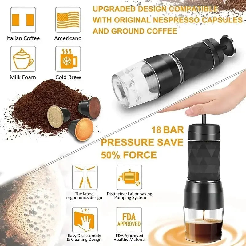 Handdruck Manuelle Mini Espresso Kapsel Kaffeemaschine Tasse Tragbare Espresso Mini Kaffeemaschine Für Reisen