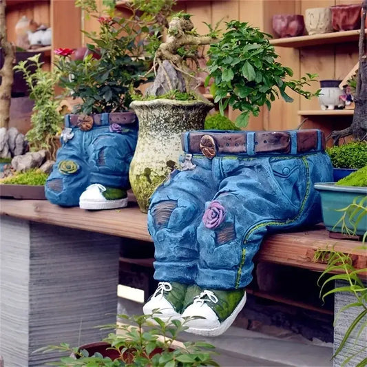 Frendorf | Gardenia Retro-Design Gartenpflanztopf | Vintage Denim Look | Outdoor & Indoor Deko