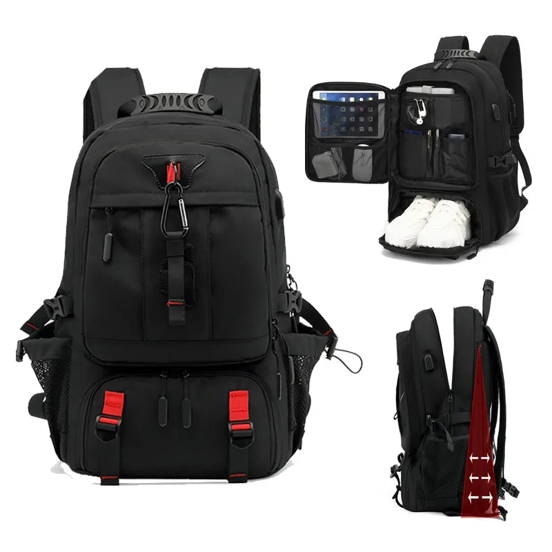Frendorf | Tech Trek Pro 50-80L – Der ultimative Rucksack mit USB-Ladeanschluss | Langlebig & Geräumig