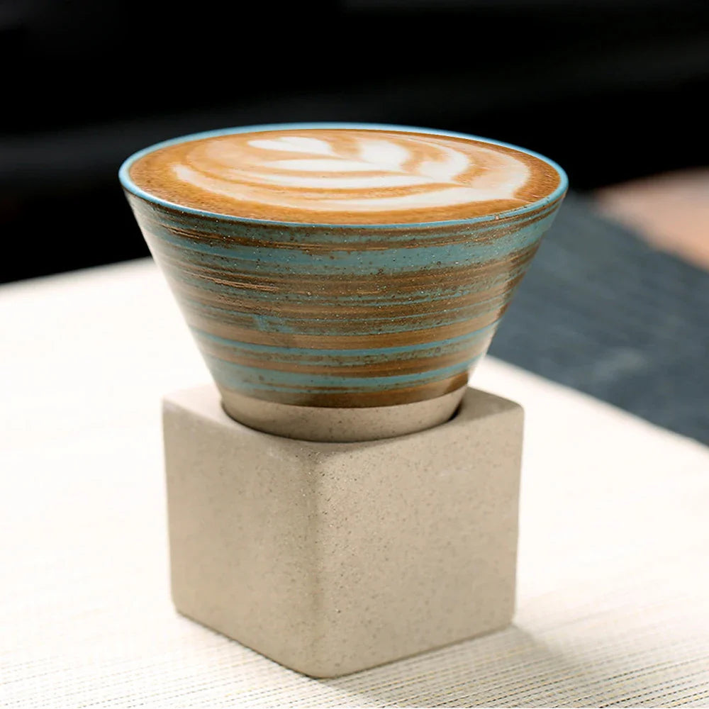 Japanische Kaffeetasse mit Untertasse, 1 Stück, Retro-Keramik-Teetasse, Becher, Latte, Espresso, Pull0, Blumen-Cappuccino, neue Keramiktasse, 100 ml/3,5 oz