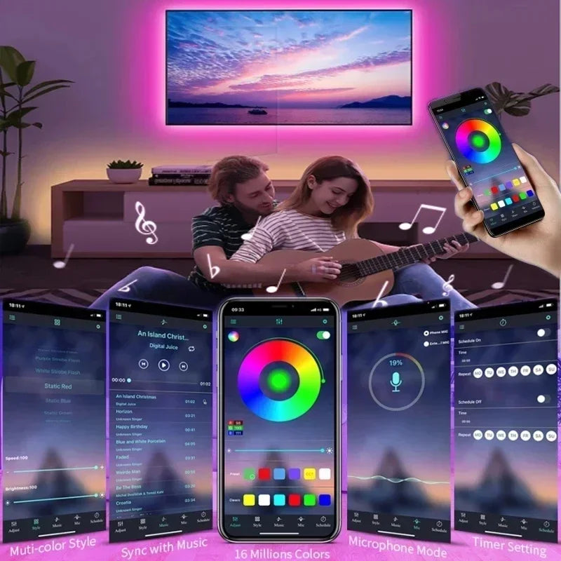 RGB 5050 LED Strip Light mit Fernbedienung & App-Steuerung - USB-betrieben