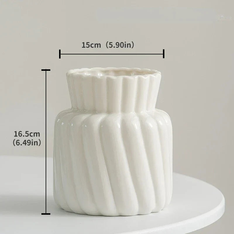 Frendorf | Vasea Nordic Große Keramikvase | Minimalistische Trockenblumenvase | Tisch- & Wohnzimmereinrichtung für Blumenarrangements