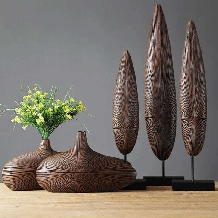Frendorf | ClayAura Sahara Skulpturierte Vase | Handgefertigt | Moderne Deko für Zuhause | Elegantes Design