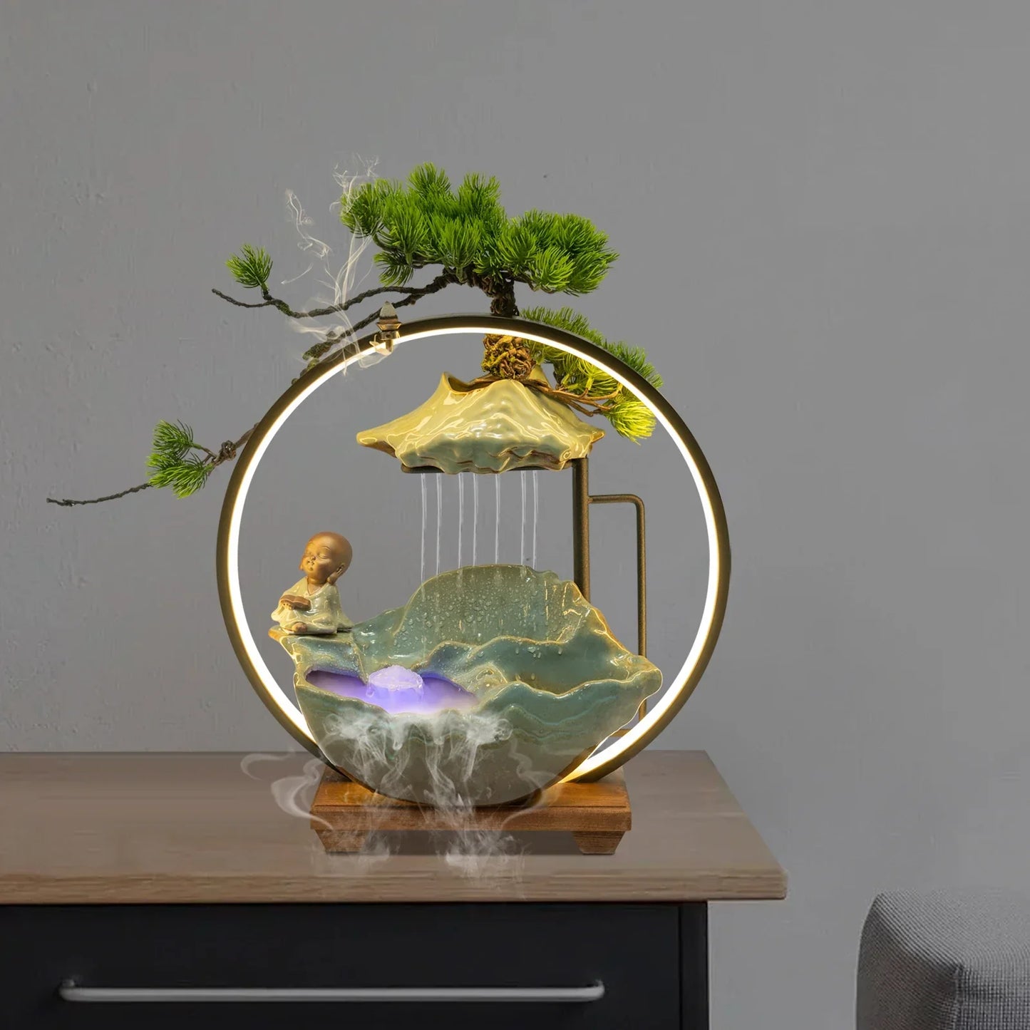 Frendorf | Wasserfall Fortune LED Räucherstäbchenhalter Zen Dekor