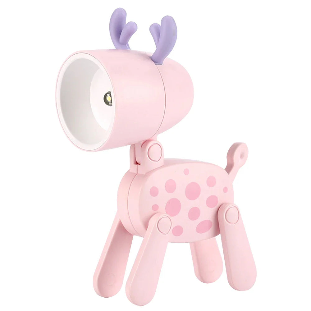 Niedliche LED Nachtlampe - Mini Haustier Hund, Reh, Dinosaurier Klapp-Tischlampe für Kinderzimmer