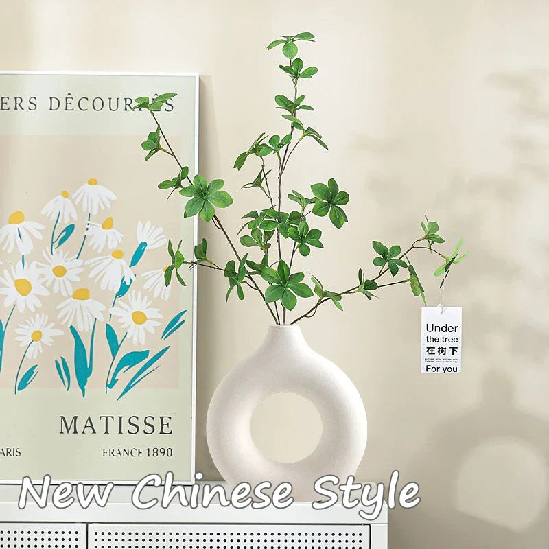 Frendorf | "Imitationskeramik Weiße Vase - Dekorativer Donut Design Blumentopf für Einzelzweig Blumenarrangements & Tischdekoration"