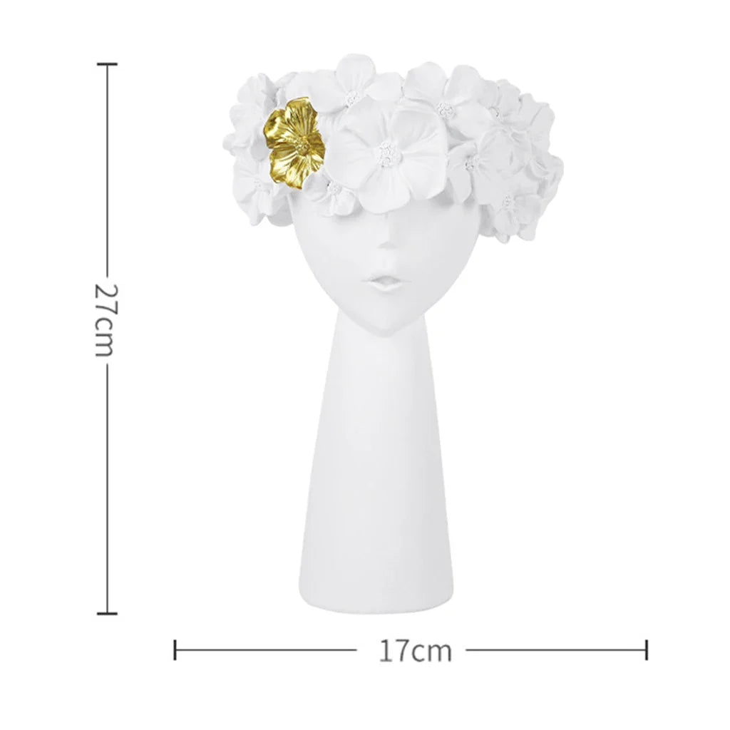 Nordic Mädchen Kopf Blume Harz Vase Statue Blume Blumen Vasen für Büro Desktop Trockene Blumen Ornamente Dekor Container