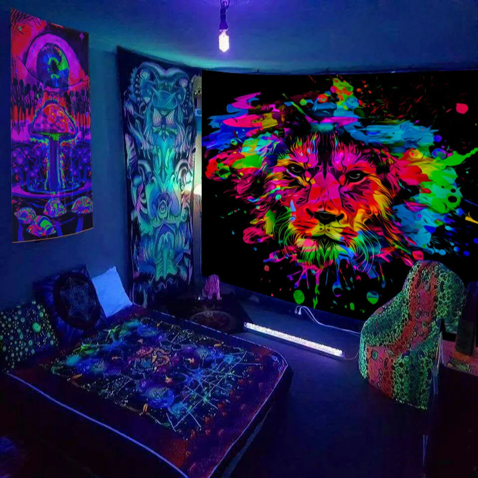 Psychedelischer Pilz Glow Wandteppich