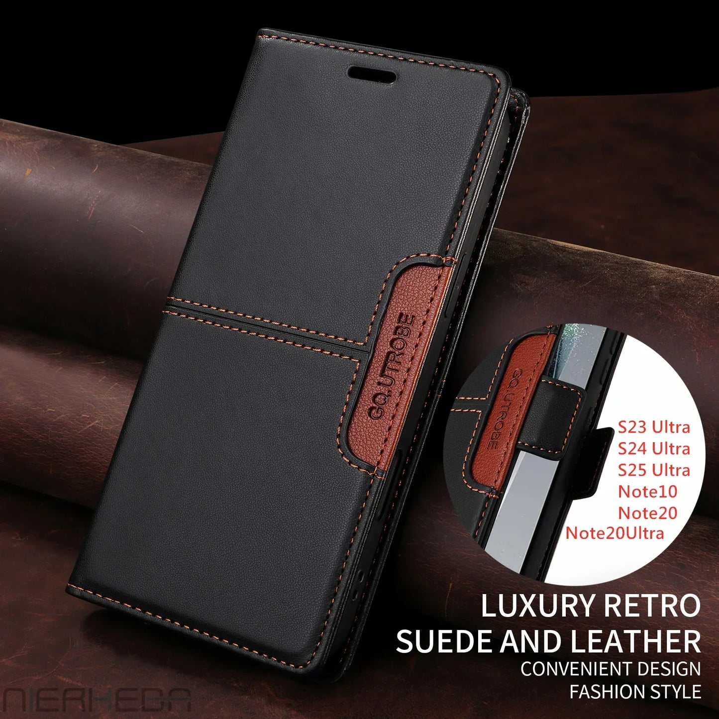 Frendorf | RFID Flip Leder Samsung S25/S24/S23 Magnetische Brieftaschenhülle