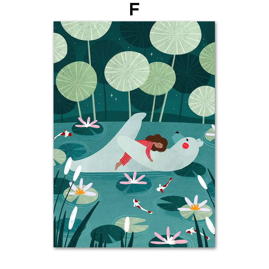 Frendorf | ArtWave Nordische Tierkunst-Leinwand | Wal Delfin Leopard | Poster und Drucke | Wohnzimmer Wanddeko