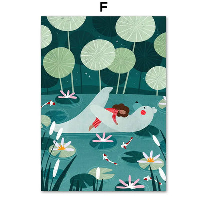 Frendorf | ArtWave Nordische Tierkunst-Leinwand | Wal Delfin Leopard | Poster und Drucke | Wohnzimmer Wanddeko